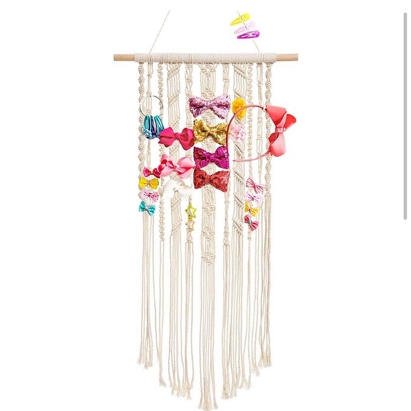🆕Macrame BÖHÖ Hair Bows_Ties_Clips_Headbands Organizer Storage Wall Decor 4Room - Picture 5 of 17